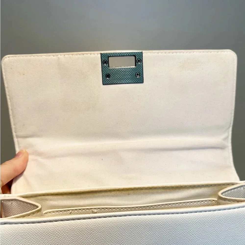 BADGLEY MISCHKA Chain Trim Two Way Shoulder Bag Crossbody Purse Strap Off White - Picture 7 of 16